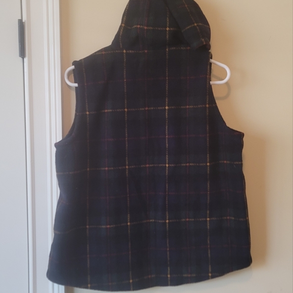 Ralph Lauren Blue Green Red Hooded Plaid Coat Jacket Vest - Picture 3 of 9